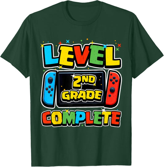 Level 2nd Grade Complete Gamer Boys Girls Kids Class of 2026 T-Shirt - T-Shirt | Forest