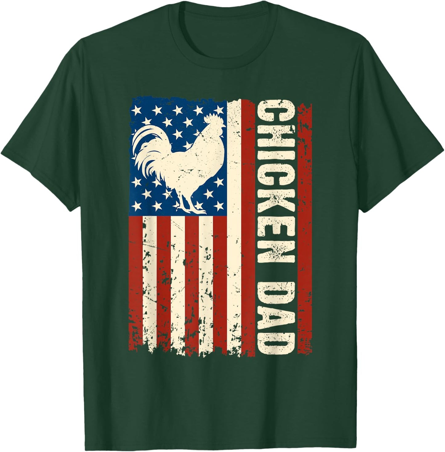 Chicken Dad Retro USA Flag Father's Day Farmers Daddy Men T-Shirt - T-Shirt | Forest