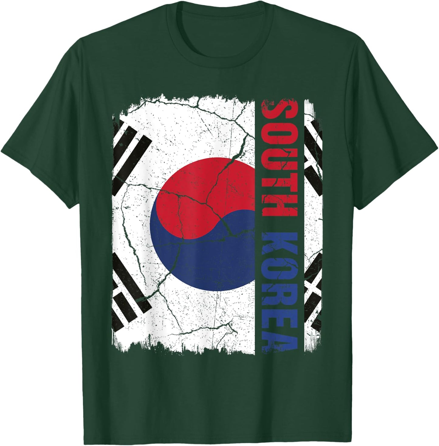 Vintage South Korean Flag South Korea Pride Roots Heritage T-Shirt - T-Shirt | Forest