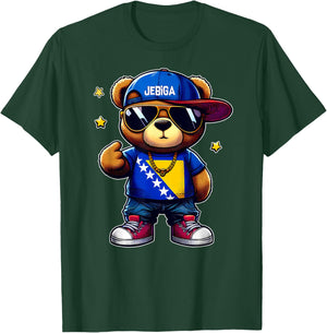 JEBIGA Cute Teddy Bear Funny Bosnian Flag Gift BiH Bosna T-Shirt - T-Shirt | Forest