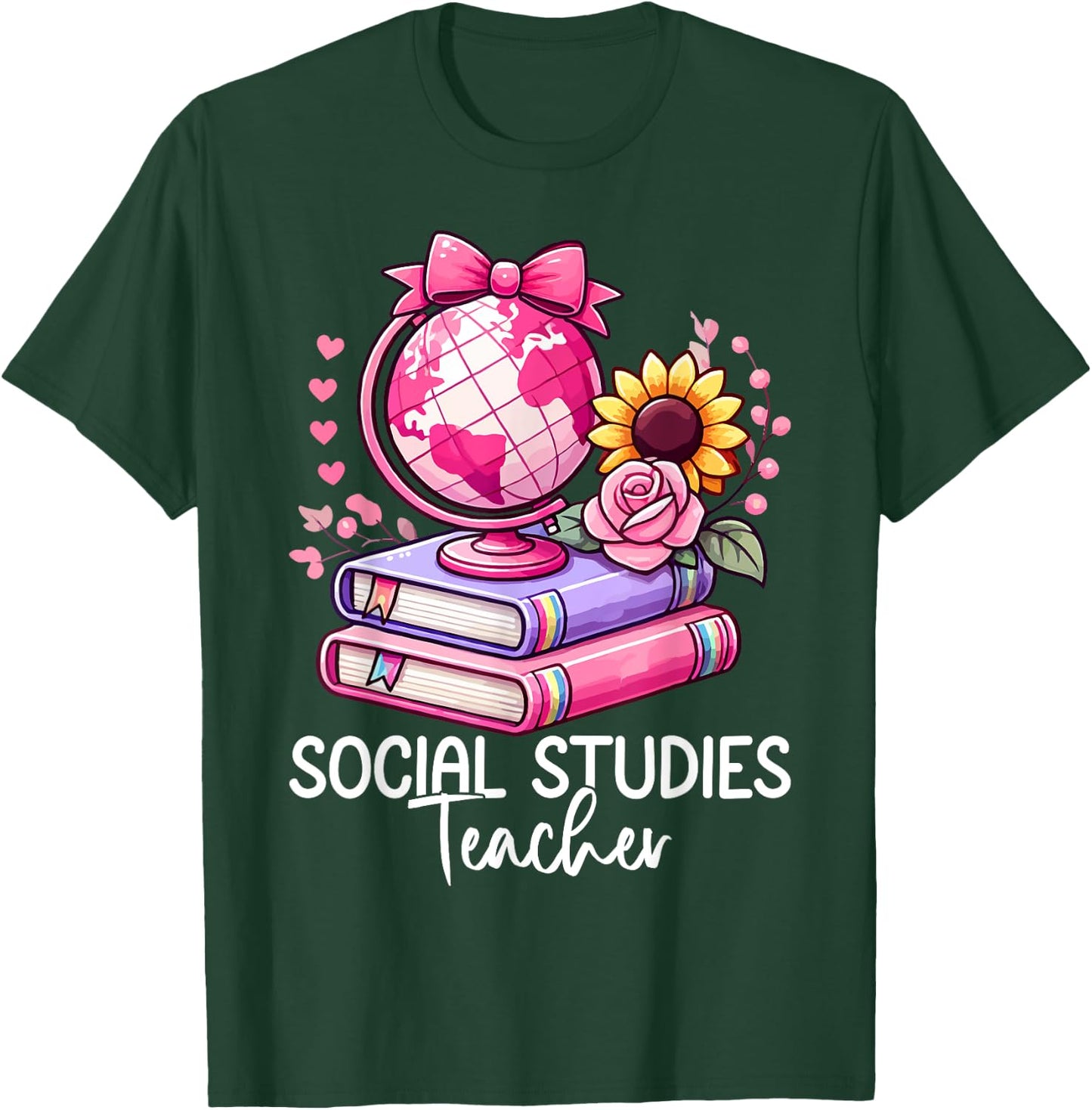 Social Studies History Teacher Earth Globe Back To School T-Shirt - T-Shirt | Forest