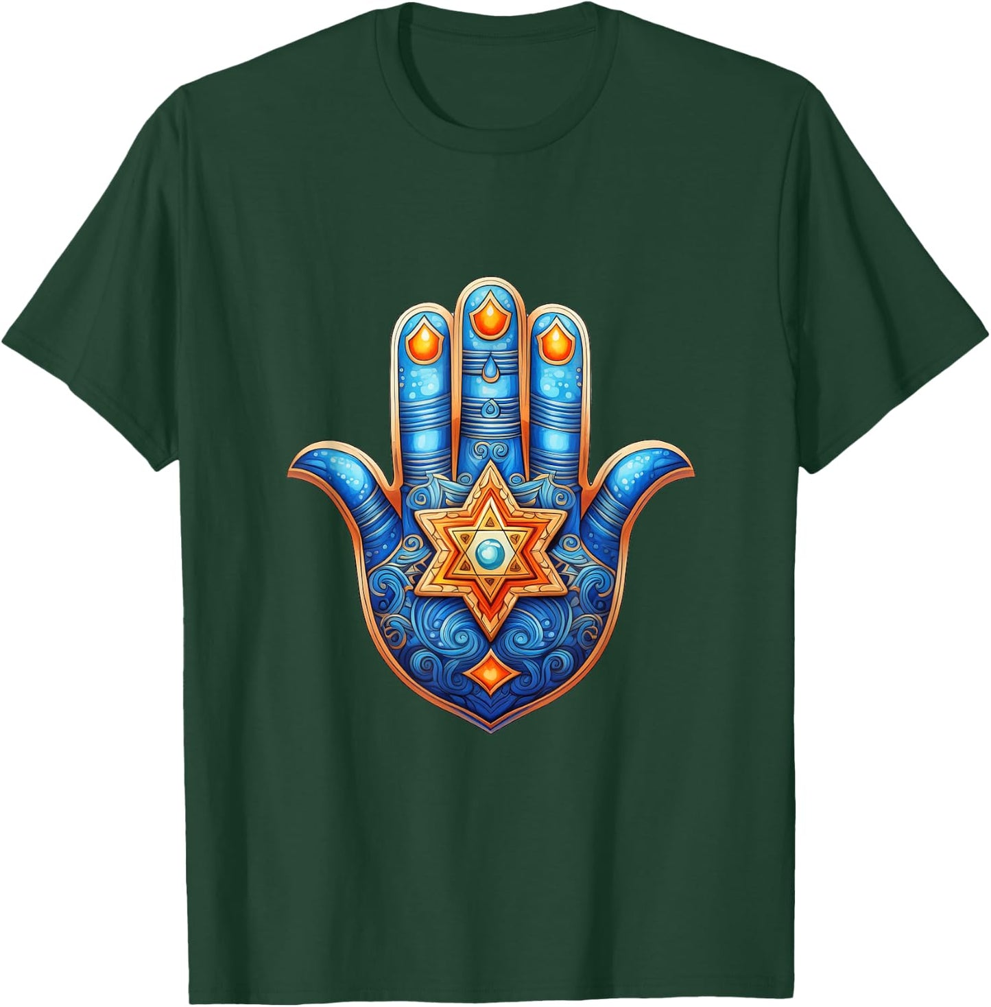 Hamsa L'Chaim Maguen David Chai Star of David Life Judaism T-Shirt - T-Shirt | Forest