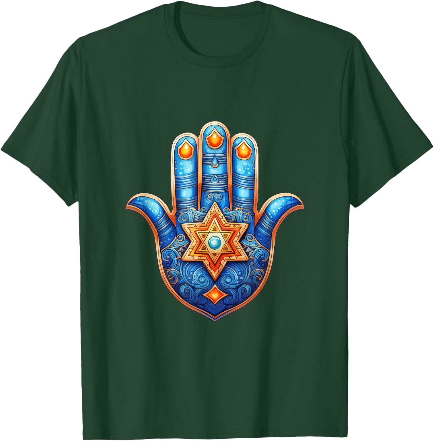 Hamsa L'Chaim Maguen David Chai Star of David Life Judaism T-Shirt - T-Shirt | Forest