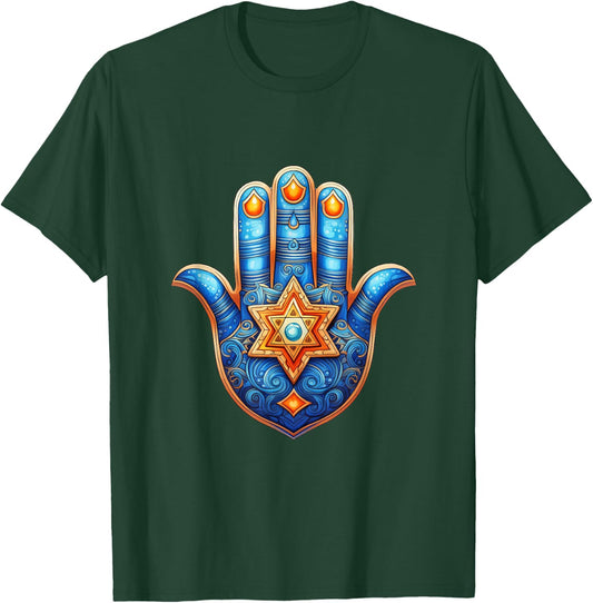 Hamsa L'Chaim Maguen David Chai Star of David Life Judaism T-Shirt - T-Shirt | Forest