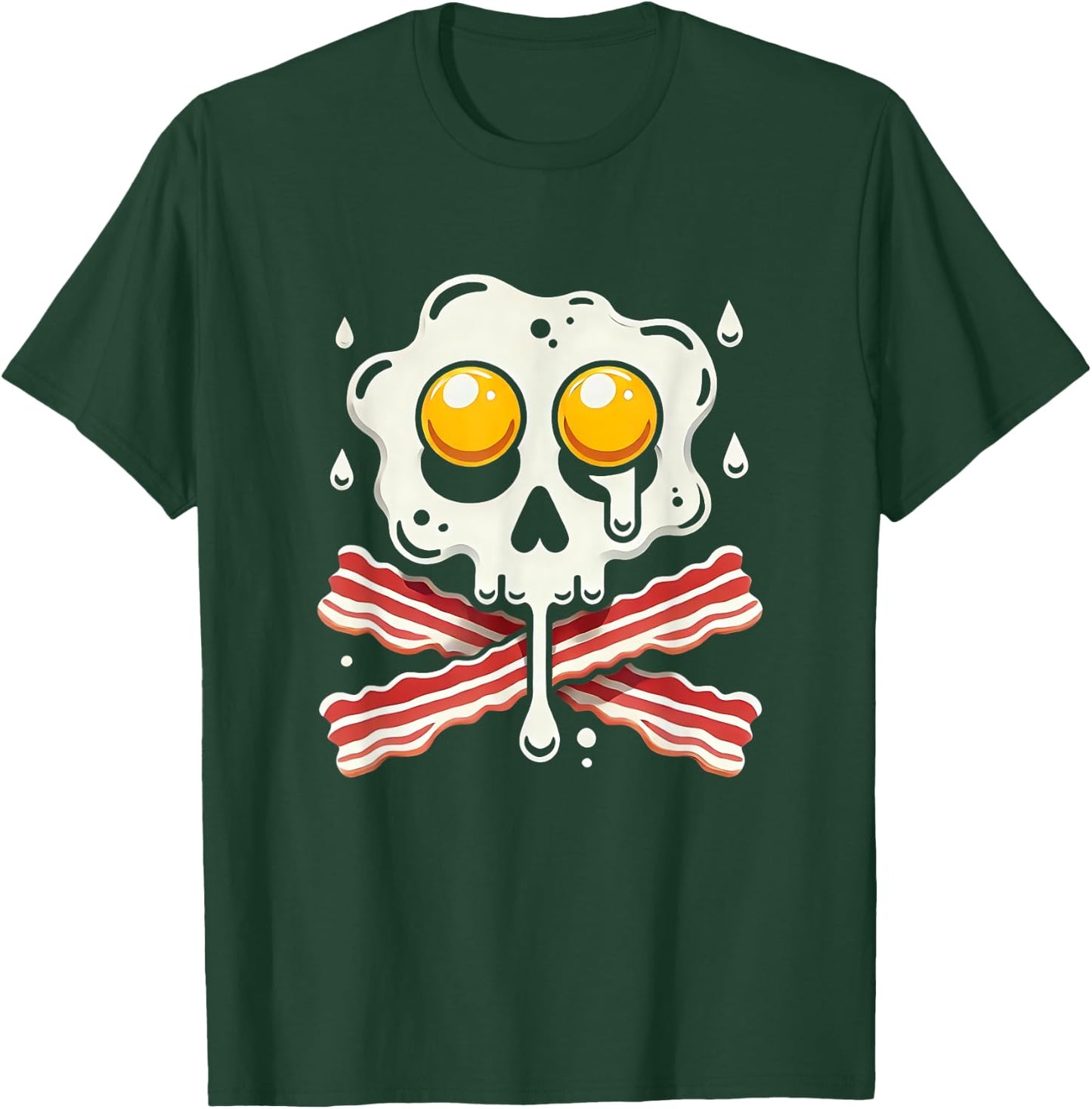 Egg Bacon Skull And Crossbones Food Art T-Shirt - T-Shirt | Forest