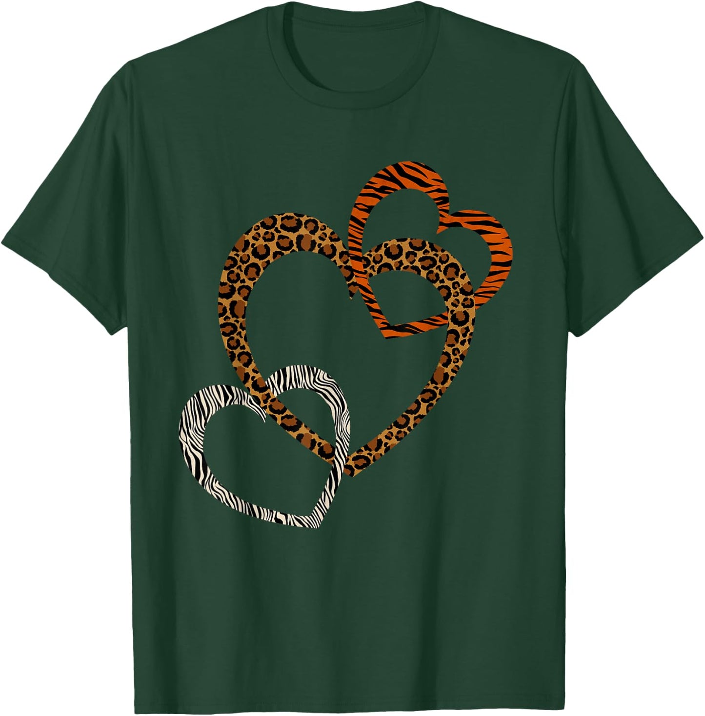 Leopard Tiger Cheetah Zebra Heart Print Shirt Hearts Love T-Shirt - T-Shirt | Forest