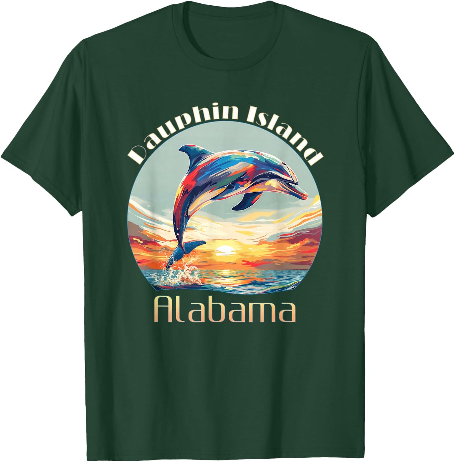 Cute Ocean Dolphin Lovers Dauphin Island Alabama Vacation T-Shirt - T-Shirt | Forest