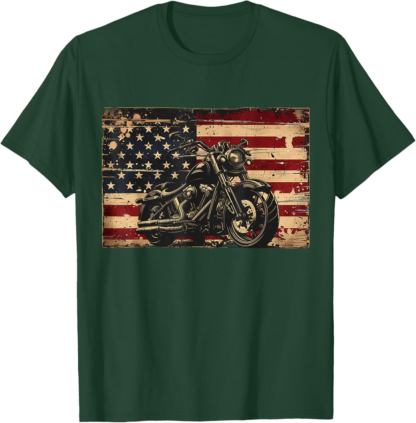 American Flag Motorcycle Apparel - Biker Motorcycle Kids Men T-Shirt - T-Shirt | Forest