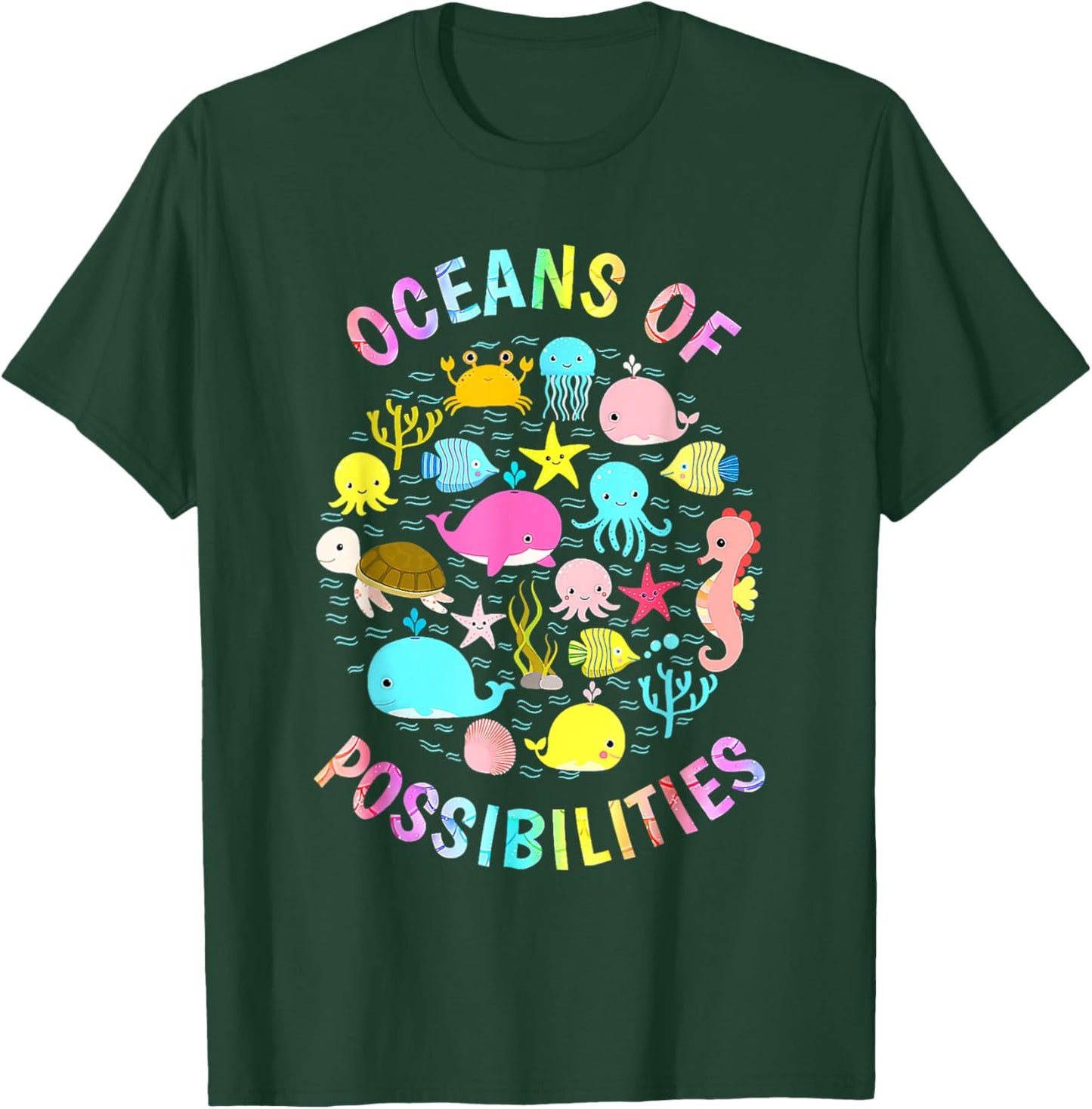 Cute Oceans Of Possibilities Summer Reading Sea Creatures T-Shirt - T-Shirt | Forest
