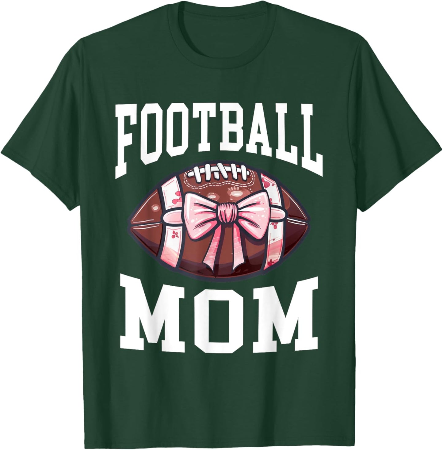 Football Mom Football Bow T-Shirt - T-Shirt | Forest