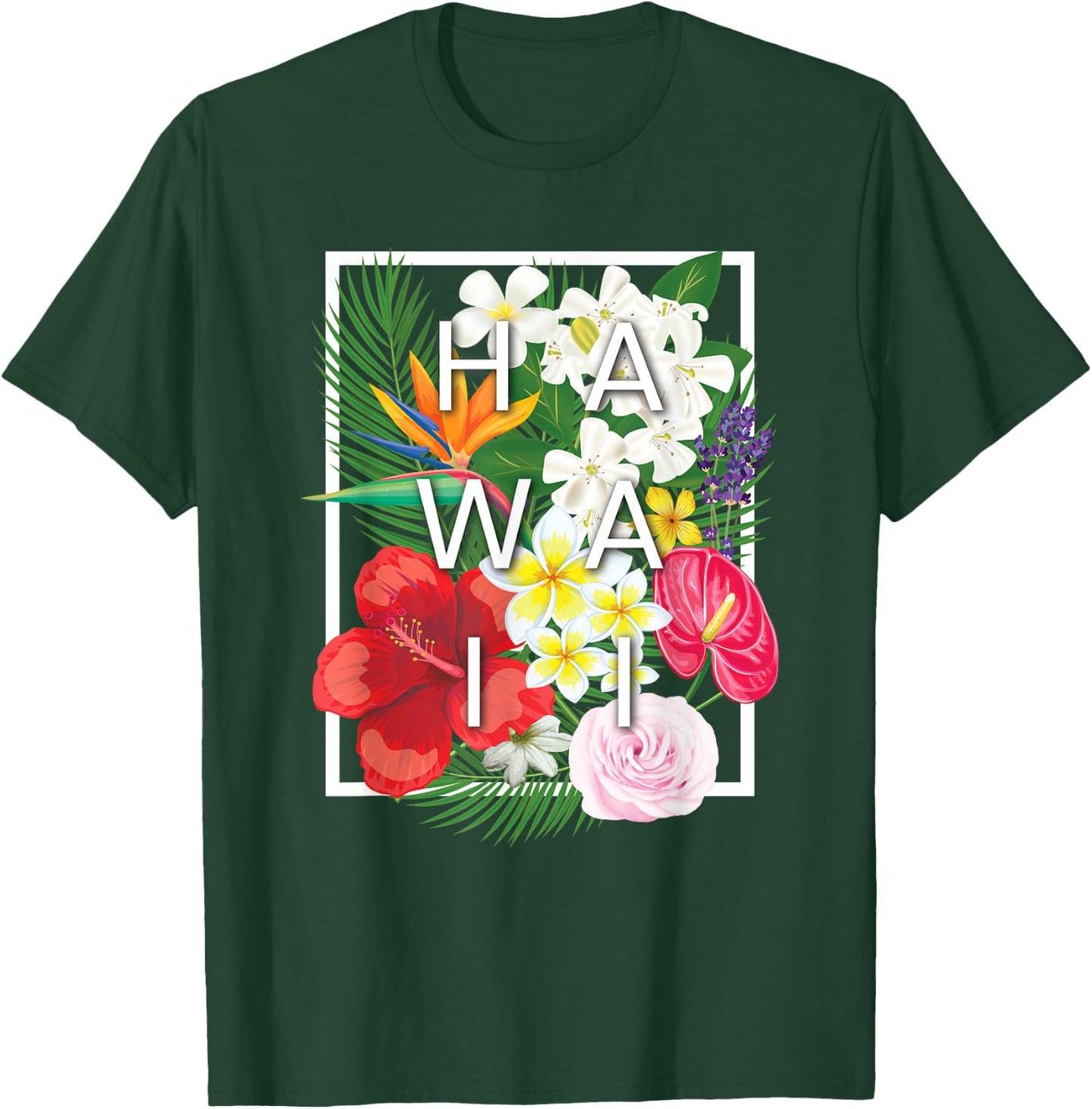 Flowers of Hawaii Word Art - Hawaiian Pride T-Shirt - T-Shirt | Forest