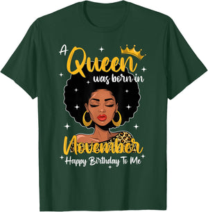 A Queen Was Born In November Birthday Black Woman Leopard T-Shirt - T-Shirt | Forest