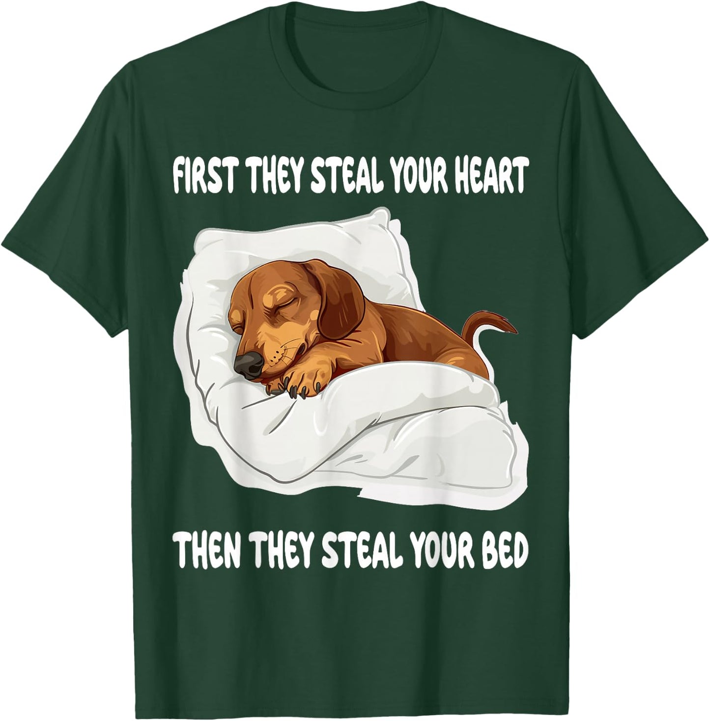 Dachshund Wiener Doxie Sleeping Pajamas Nightgown T-Shirt - T-Shirt | Forest