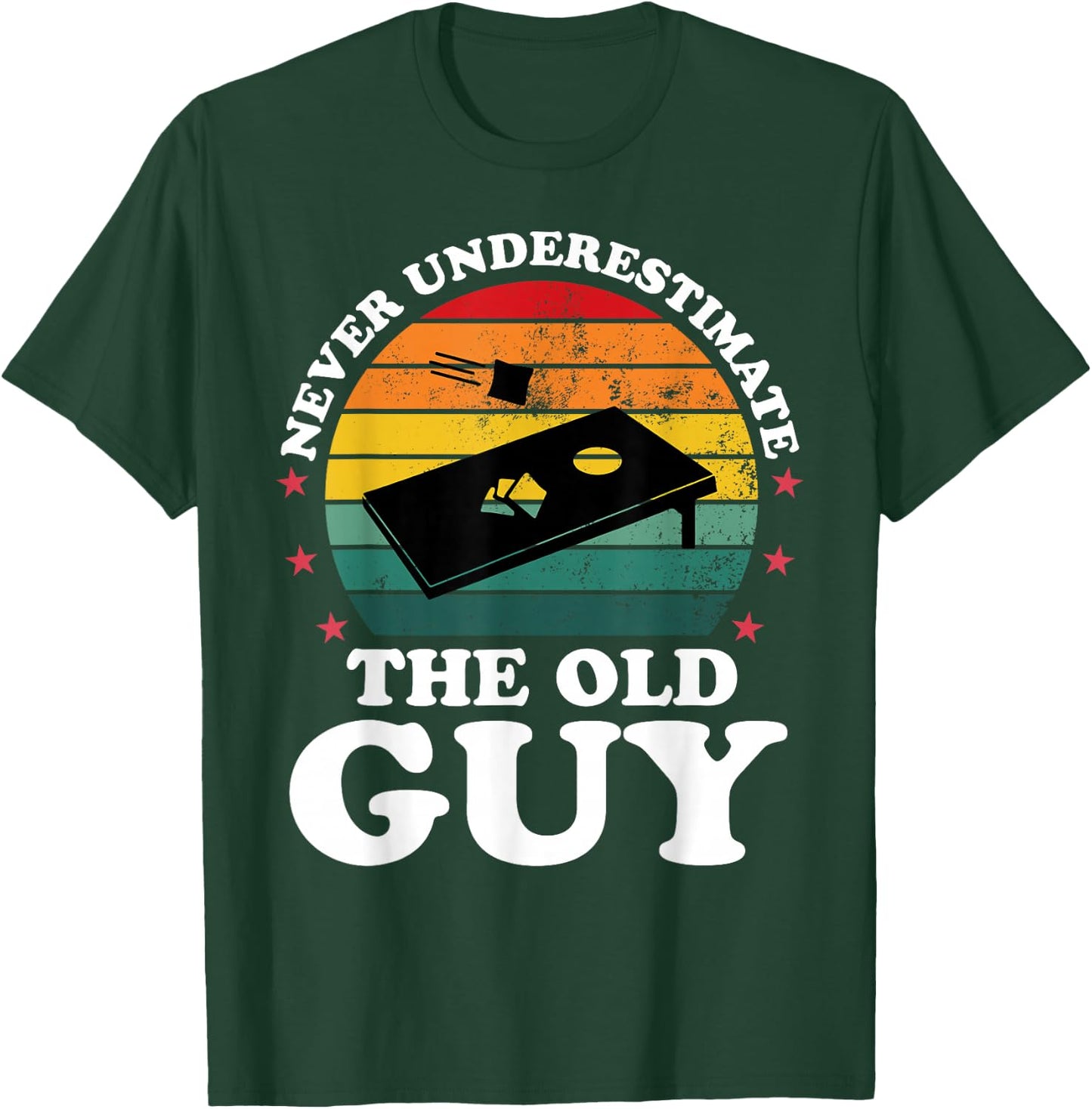 Never Underestimate Funny Cornhole Player Men Grandpa T-Shirt - T-Shirt | Forest