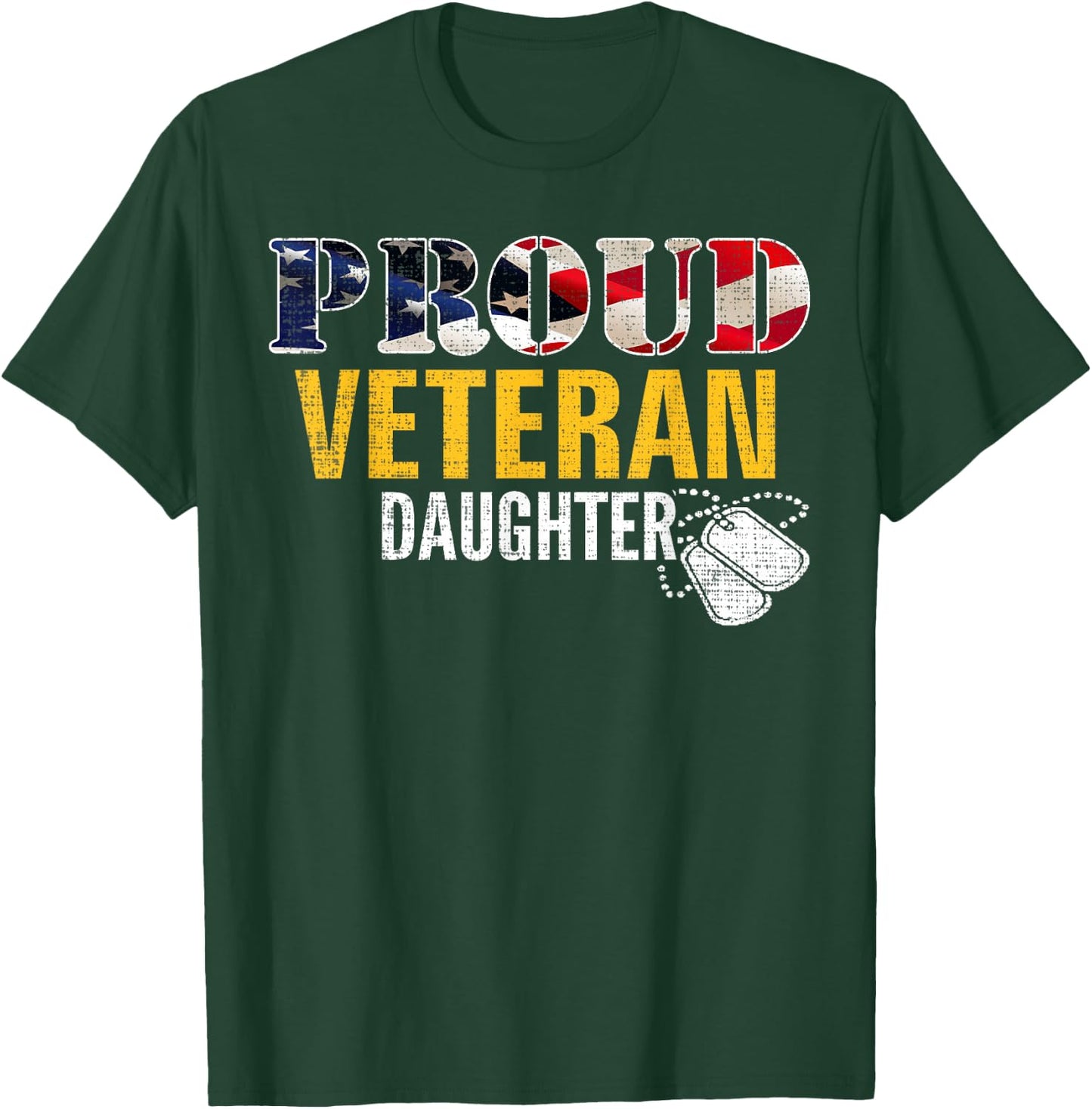 Vintage Proud Veteran Daughter With American Flag Military T-Shirt - T-Shirt | Forest