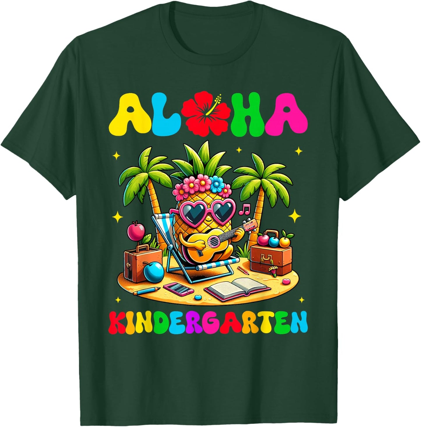 Aloha Kindergarten Pineapple Hawaii Back to School Kids Girl T-Shirt - T-Shirt | Forest
