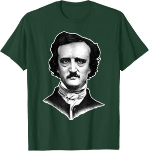 Edgar Allan Poe Portrait Gothic Blackwork T-Shirt - T-Shirt | Forest
