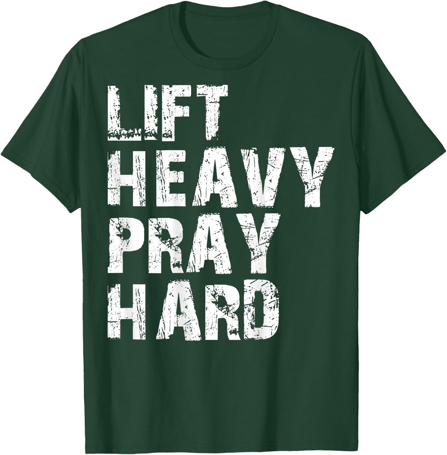Lift Heavy Pray Hard, Gym Christian Gift Christian , Small, Black T-Shirt - T-Shirt | Forest