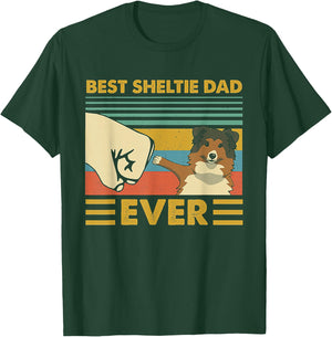 Best Sheltie Dad Ever Retro Vintage Sunset T-Shirt - T-Shirt | Forest
