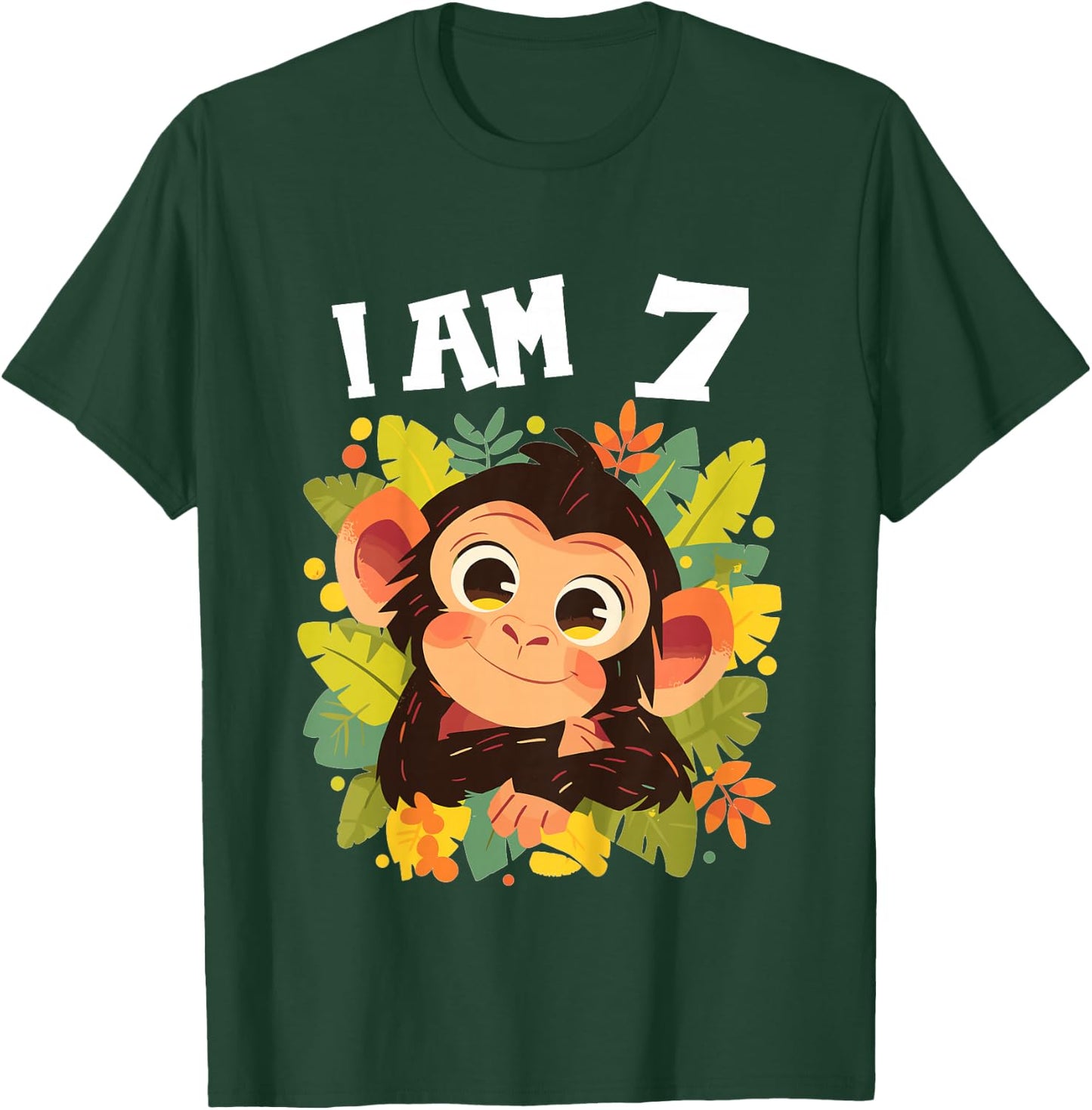Kids 7 Years old 7 birthday Monkeys Boy Girl Monkey T-Shirt - T-Shirt | Forest