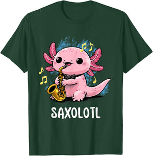Axolotl apparel Saxolotl Saxophone Axolotl Music Sax Teacher Women Kids T-Shirt - T-Shirt | Forest