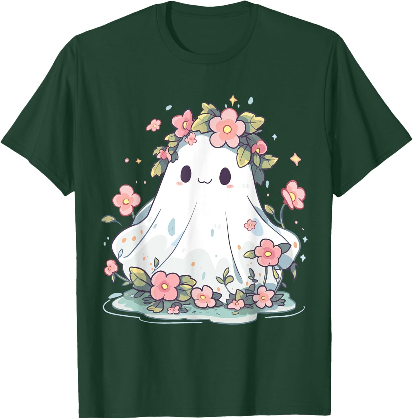 Halloween Shirt Floral Ghost Women Halloween Costume T-Shirt - T-Shirt | Forest