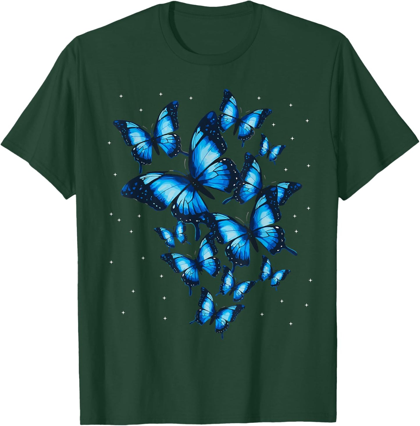 Blue Butterfly Art Beautiful Butterflies T-Shirt - T-Shirt | Forest