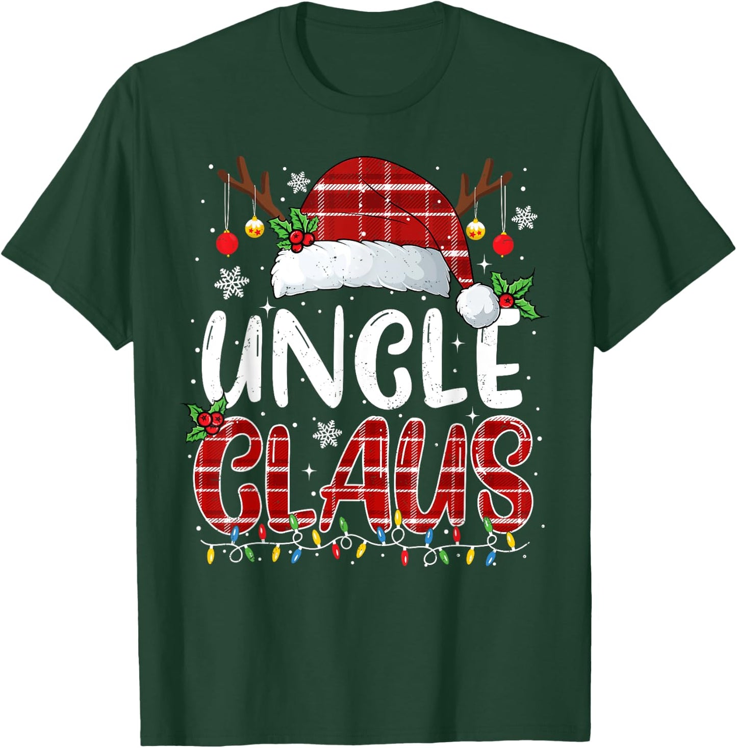 Uncle Claus Christmas Lights Pajama Family Matching T-Shirt - T-Shirt | Forest