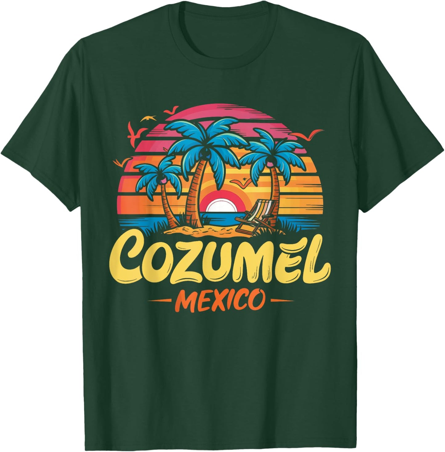 Cozumel Mexico Tropical Sunset beach Souvenir Vacation T-Shirt - T-Shirt | Forest