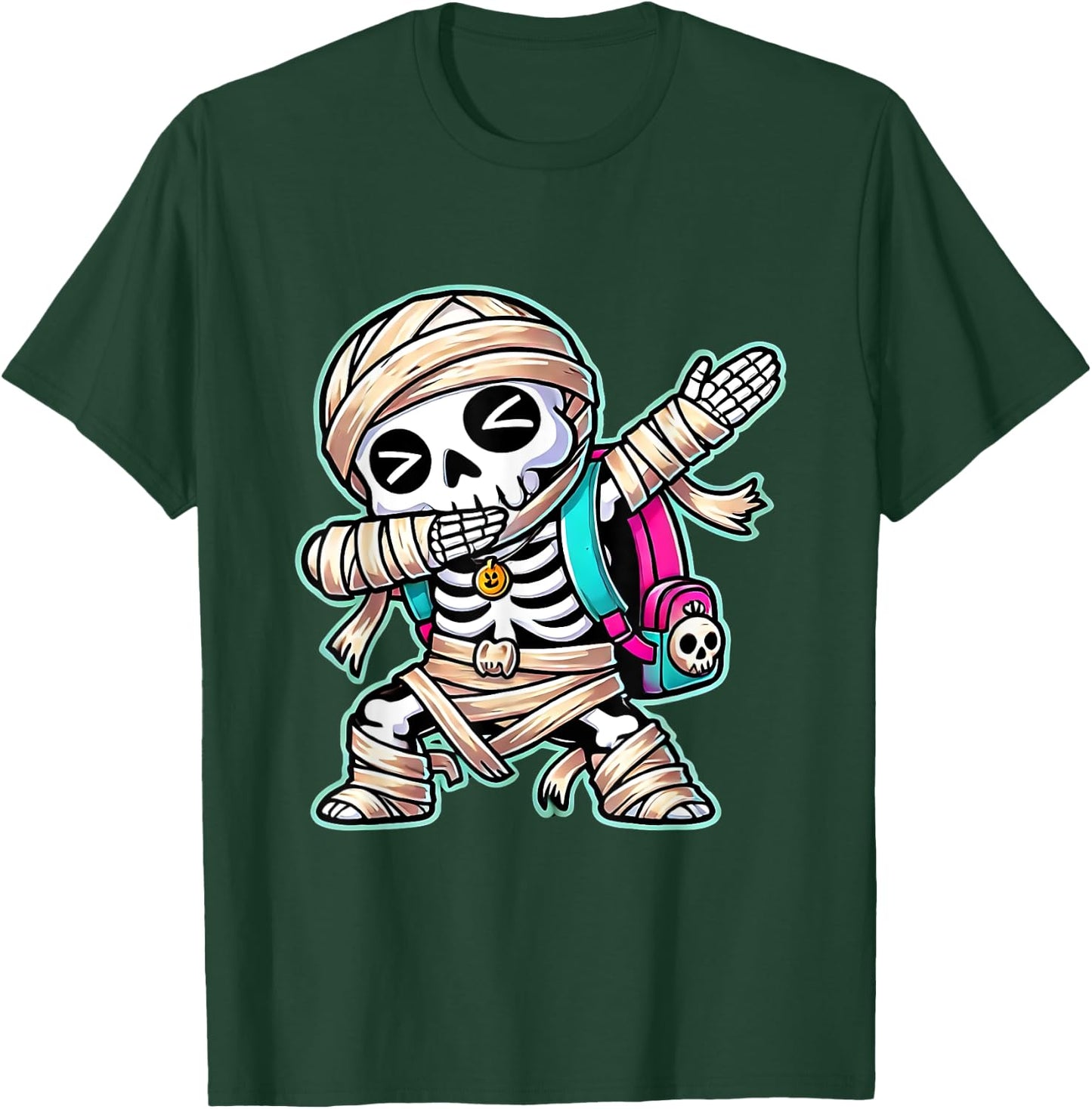 Funny Dabbing Skeleton Dab Costumes Spooky Halloween Mummy T-Shirt - T-Shirt | Forest