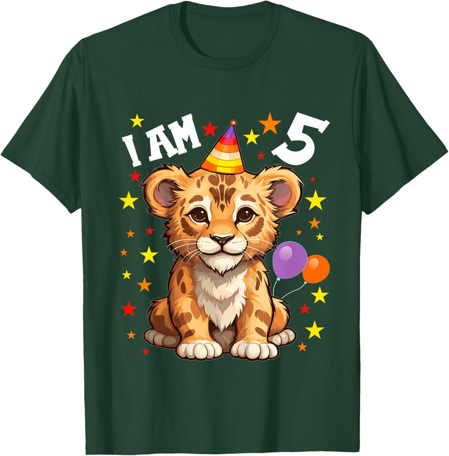 5 Years old Boy and Girl Lions 5th birthday Lion T-Shirt - T-Shirt | Forest