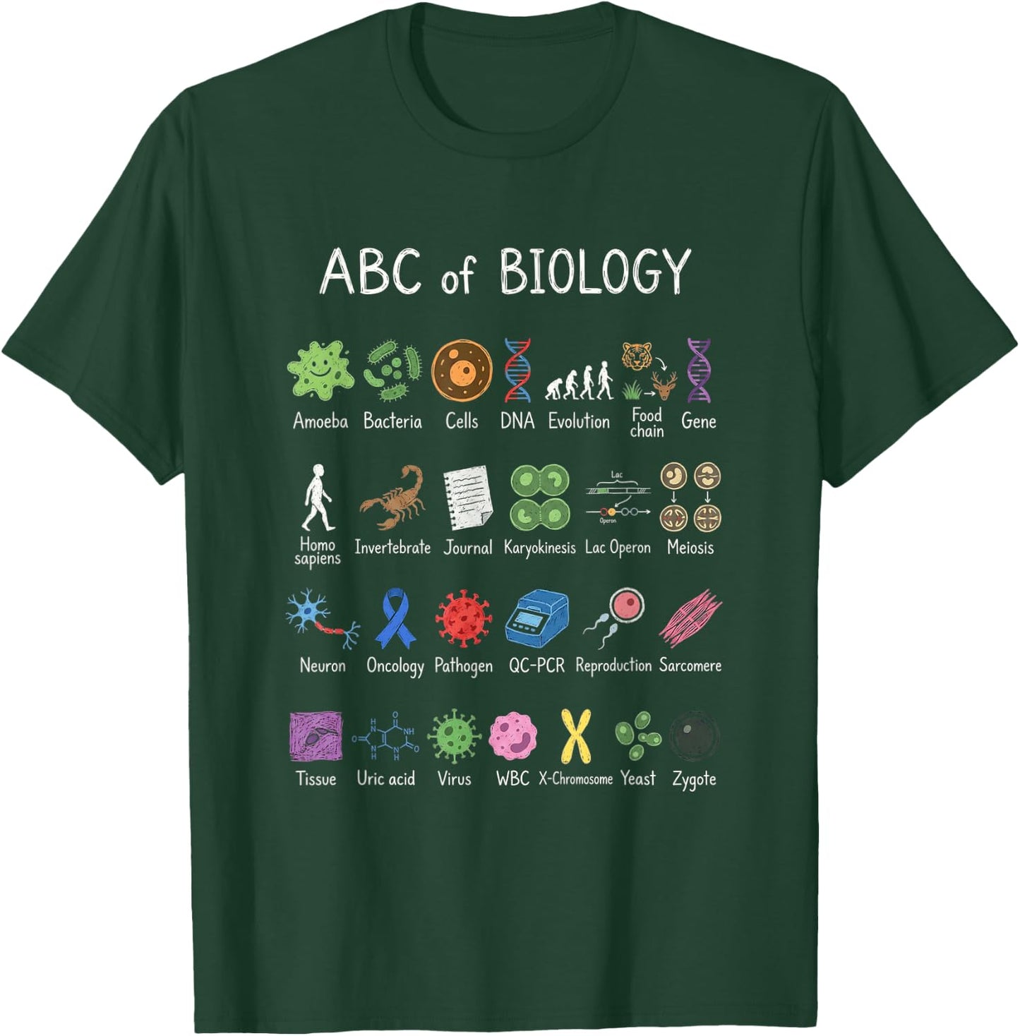 Biology Alphabet Science Education Teacher Student Chart T-Shirt - T-Shirt | Forest