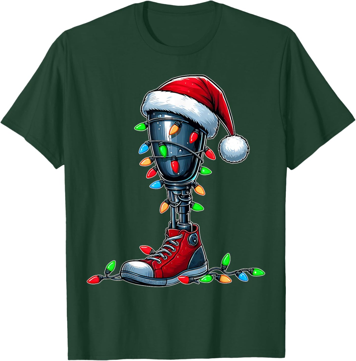Leg Prosthetics Amputee Amputation Xmas - Adult, Black, Short Sleeve, Classic Fit, , Small T-Shirt - T-Shirt | Forest