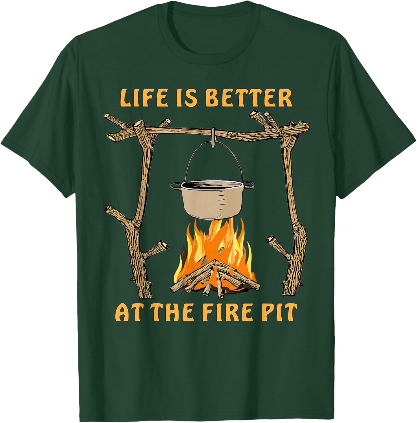 Survival Cooking Campfire Natural Fire Pit Bushcrafter T-Shirt - T-Shirt | Forest
