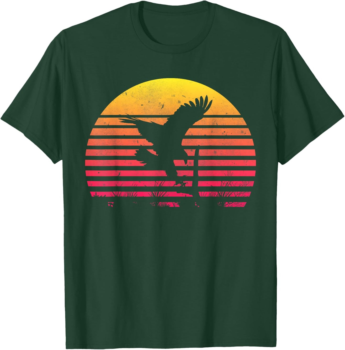 Retro Hawk Sunset Vintage Bird Lover Hawk Whisperer 70s 80s T-Shirt - T-Shirt | Forest