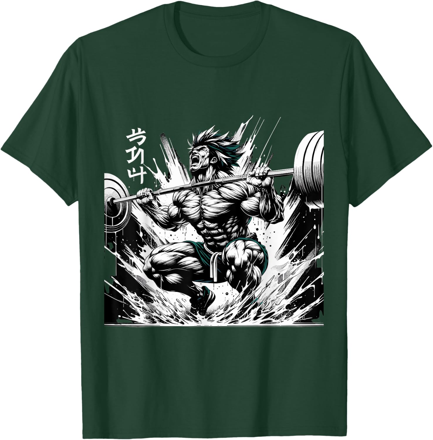Muscle Manga Warriors - Anime Fitness Vector Design T-Shirt - T-Shirt | Forest
