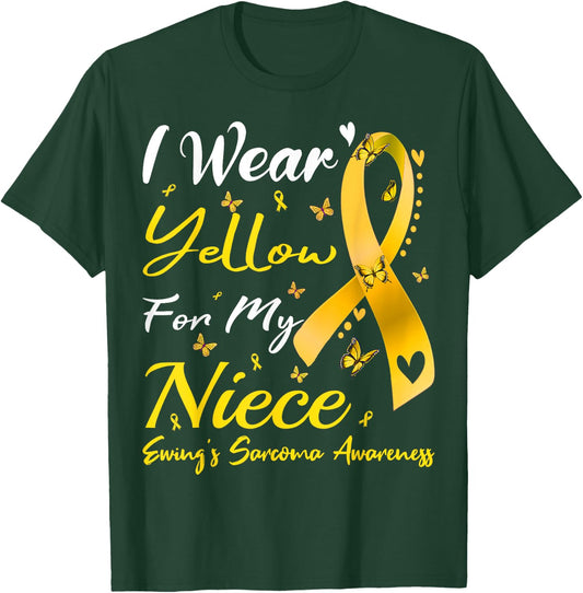 I Wear Yellow For My Niece Ewing Sarcoma Cancer Awareness T-Shirt - T-Shirt | Forest