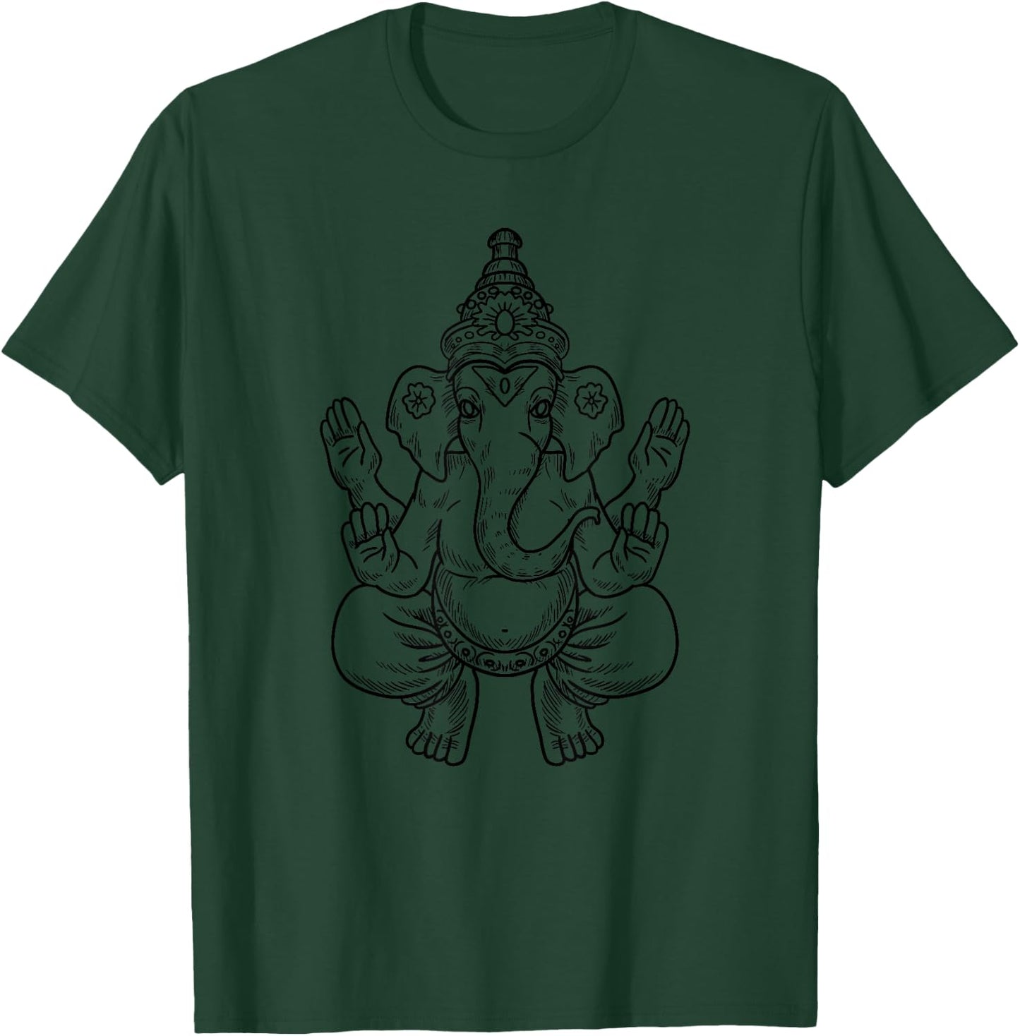 Ganesh God Pixels Elephant Indian Animal Yoga Hindu Gift T-Shirt - T-Shirt | Forest