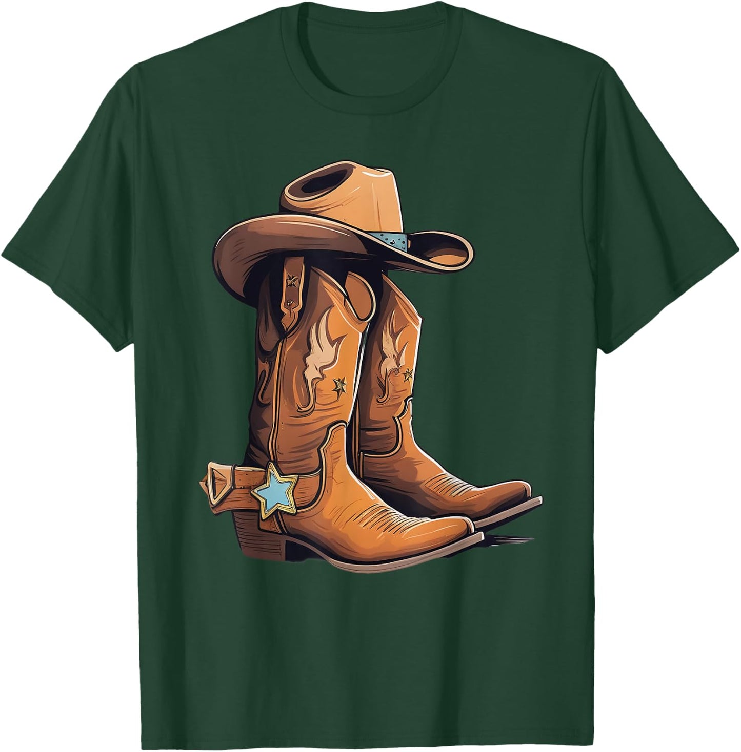 Cowboy Boots Sheriff star Sheriff badge Outfit T-Shirt - T-Shirt | Forest