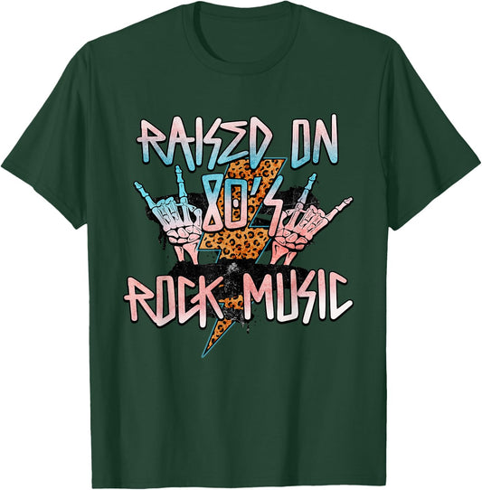 Retro 80's Rock Music Skeleton Peace Big Hair Bands Eighties T-Shirt - T-Shirt | Forest