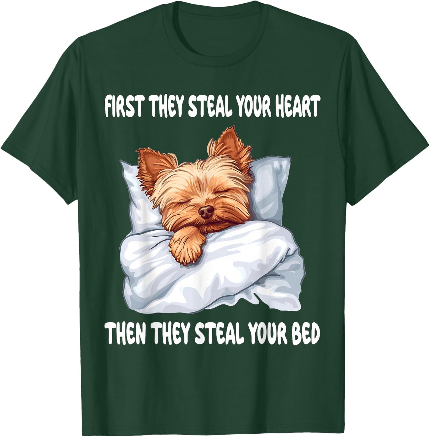 Yorkshire Terrier Yorkie Sleeping Pajamas Nightgown T-Shirt - T-Shirt | Forest