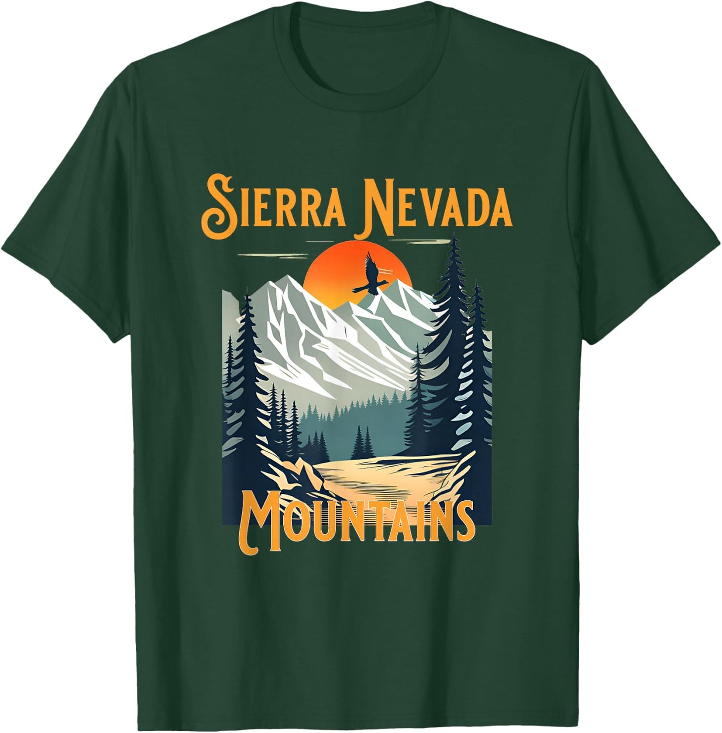 Vintage Sierra Nevada Mountains Souvenir Hiking T-Shirt - T-Shirt | Forest