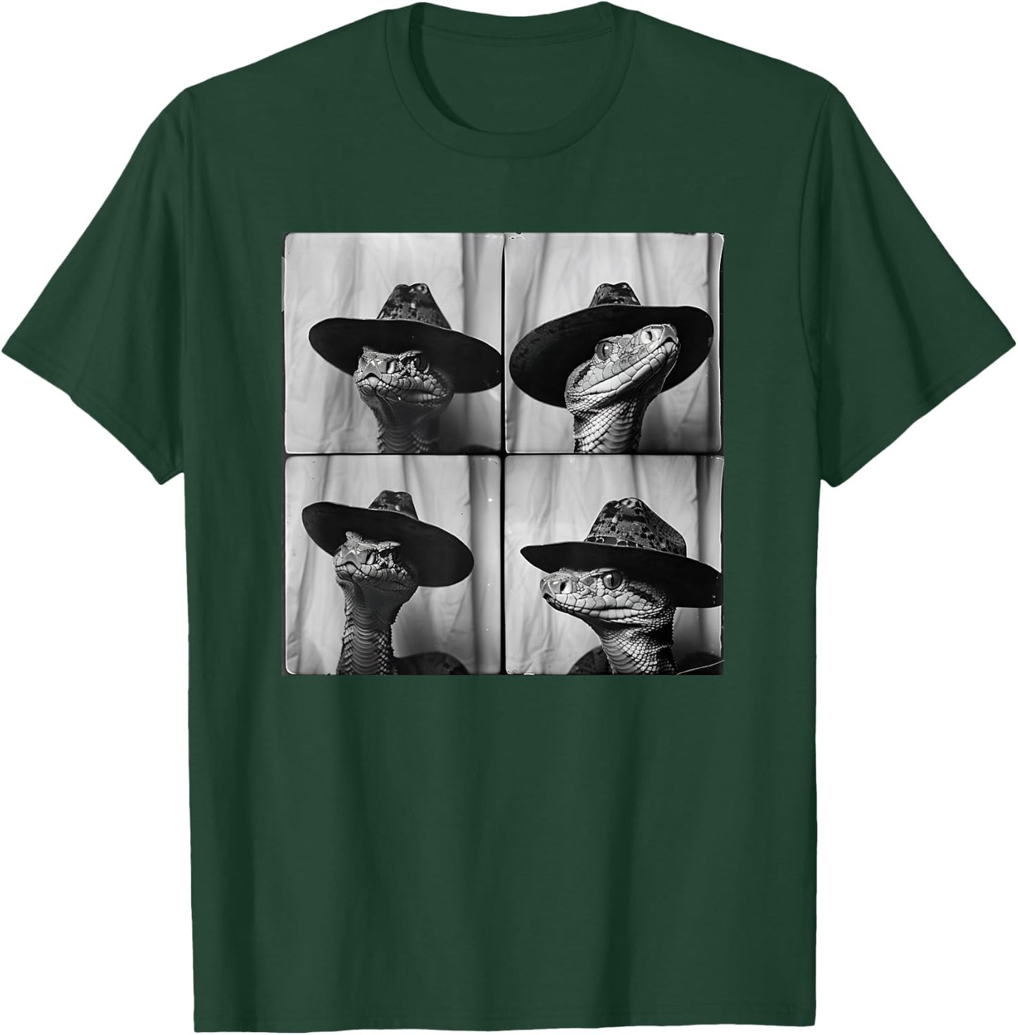 Snake in Cowboy Hat Funny Animal Photobooth Snake Owner T-Shirt - T-Shirt | Forest