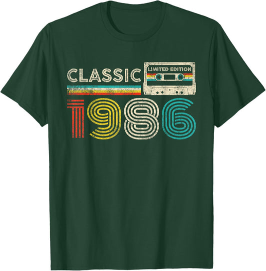 Classic 1986 Vintage 1986 Cassette Tape Men Women Birthday T-Shirt - T-Shirt | Forest