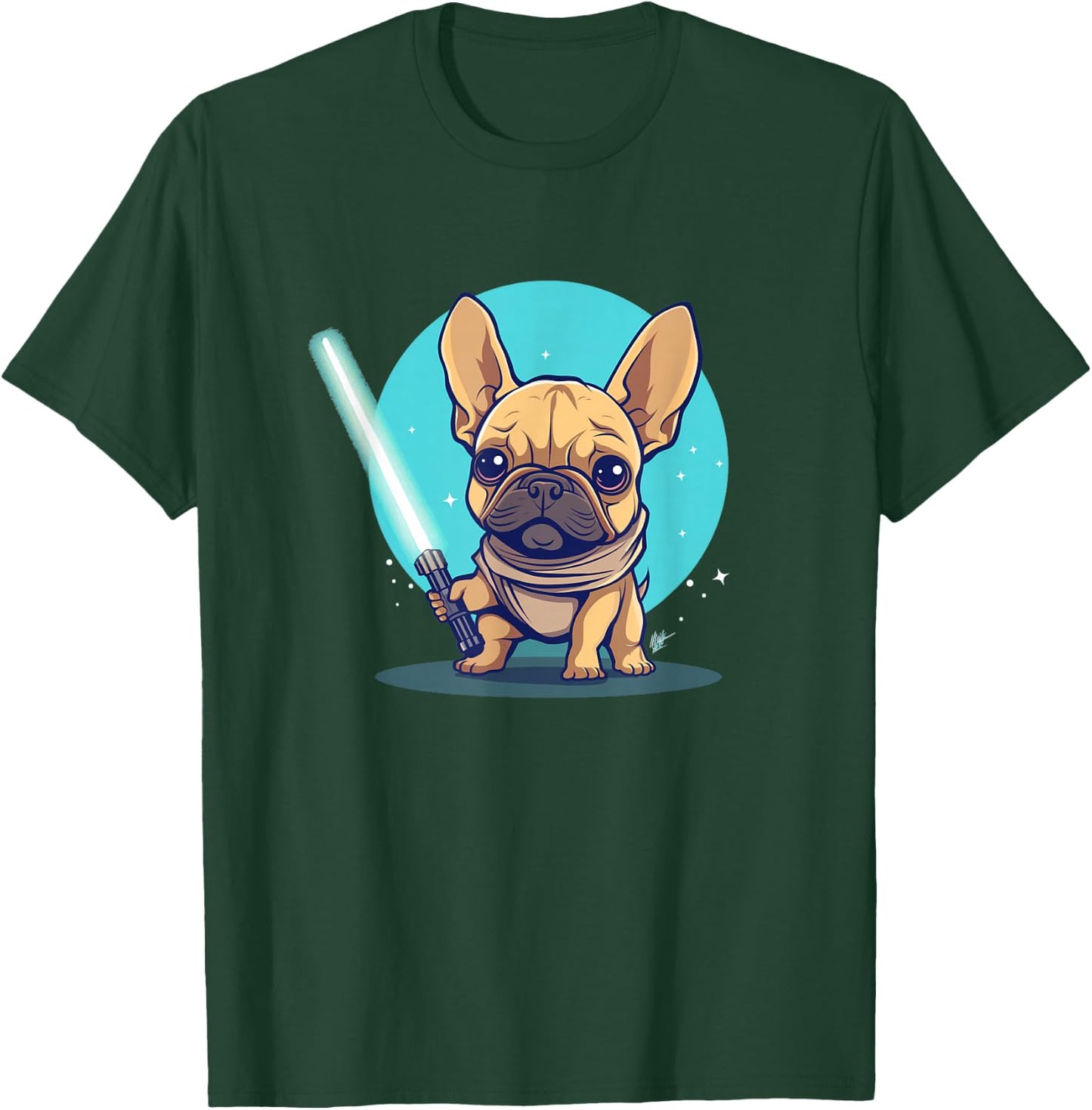 Cute Frenchie Holding Light Laser Saber Sword Dog Lover Gift T-Shirt - T-Shirt | Forest