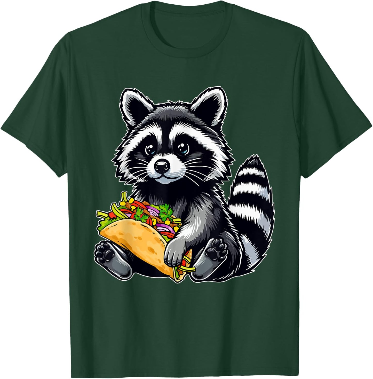 Raccoon Holding Taco Matching Zoo Animal Food Lover Kids T-Shirt - T-Shirt | Forest