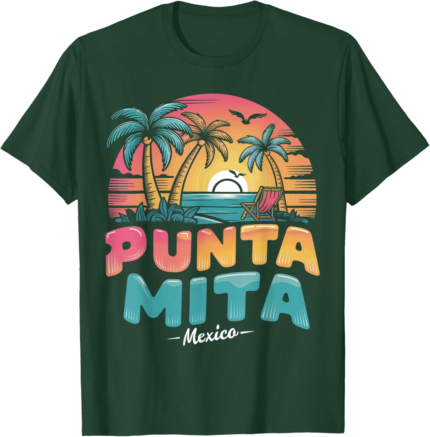 Punta Mita Mexico Tropical Sunset beach Souvenir Vacation Men Women Kids T-Shirt - T-Shirt | Forest
