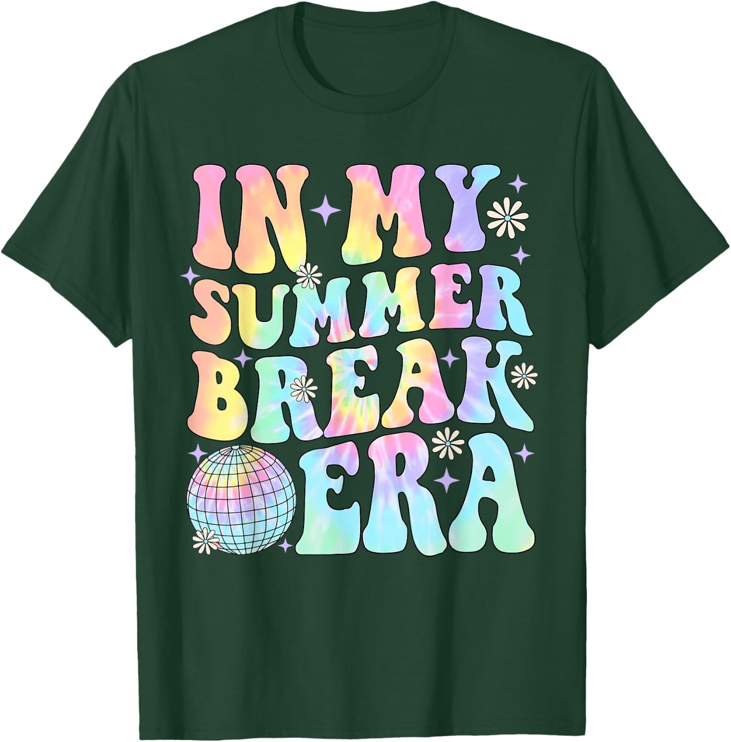 In My Summer Break Era Teacher Summer Break Vacation Groovy T-Shirt - T-Shirt | Forest