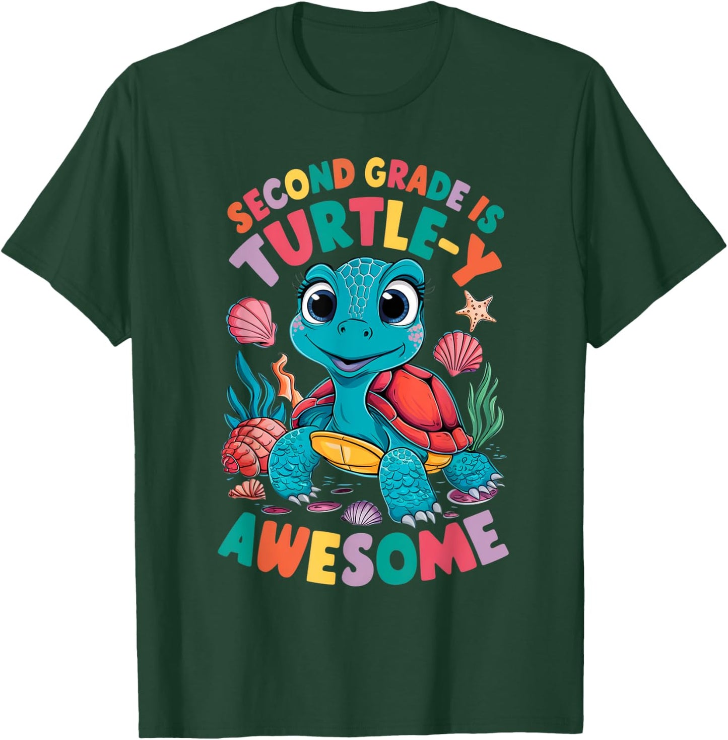 Second Grade Is Turtle-Y Awesome Back To School 2nd Grade T-Shirt - T-Shirt | Forest