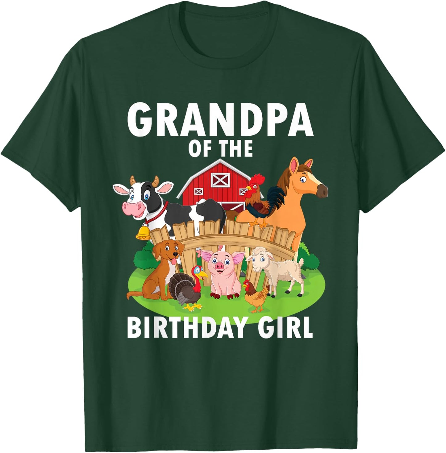Grandpa Of The Birthday Girl Farm Animal Matching Farm Theme T-Shirt - T-Shirt | Forest
